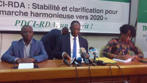 Maurice Kacou Guikahué (au centre) a fait le point des préparatifs du 6ème congrès ce vendredi 12 octobre 2018