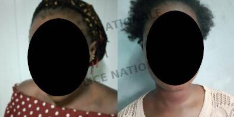 Une vue des deux proxénètes interpellées à Abidjan. (Dgpn)