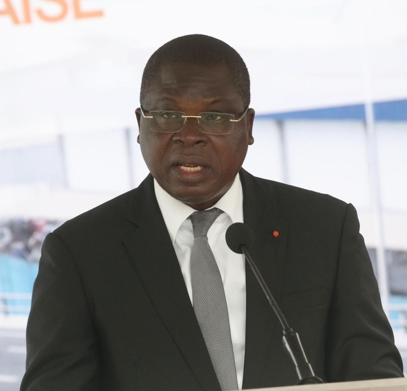 Le ministre Amedé Kouakou Koffi annonce le début des travaux de l’échangeur du carrefour de l’aéroport, pour le 1er semestre de 2020. (Ph: Poro Dagnogo)