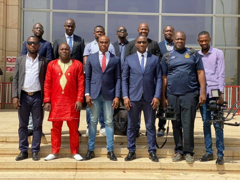 La délégation qui a accompagner à Dakar, le groupe Magic System pour le lancement du Femua 13 à Dakar (DR)