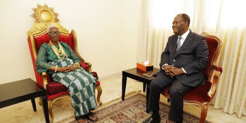 Le Chef de l'Etat, Alassane Ouattara, lors de sa visite à Sakassou. (DR)