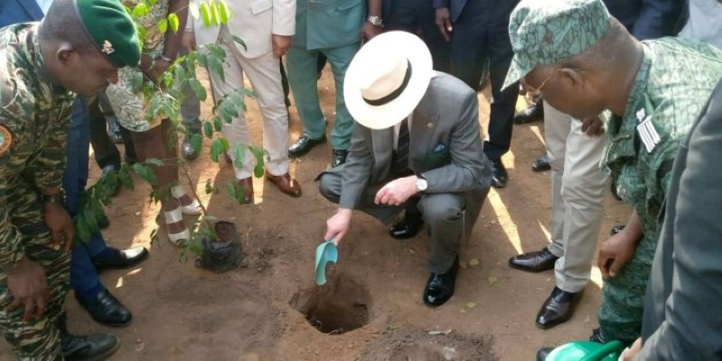 Son Altesse Edward a marqué son passage en mettant en terre un Khaya ivorensis.(DR)