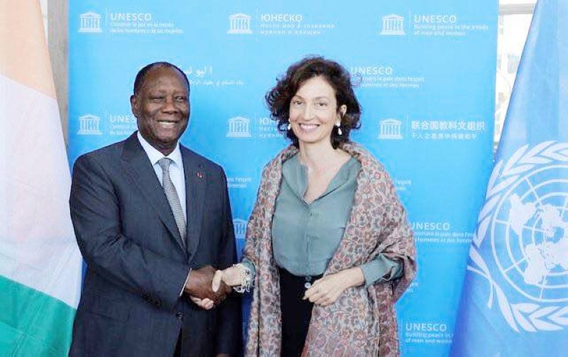 Le président Ouattara et la directrice générale de l'Unesco, Audrey AZOULAY (DR)