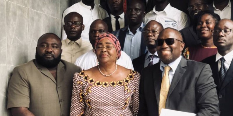 La représentante de l’Ua, Joséphine Charlotte Mayuma Kala et la délégation de l’Unafesci après la rencontre. PHOTO : DR