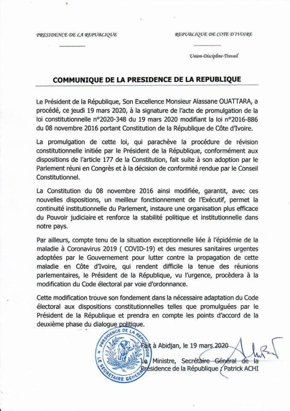 Presidence-communique