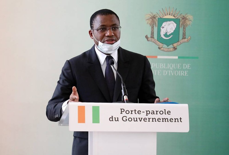 Sidi Tiémoko Touré, ministre de la Communication et des Médias, porte-parole du gouvernement. (Honoré Bosson)
