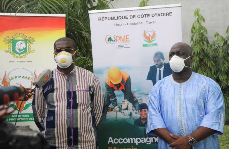 Le ministre de la Promotion des Pme, Félix Anoblé a visité, ce vendredi 24 avril 2020, l’Agence Côte d’Ivoire Pme, à Abidjan-Attoban (DR)