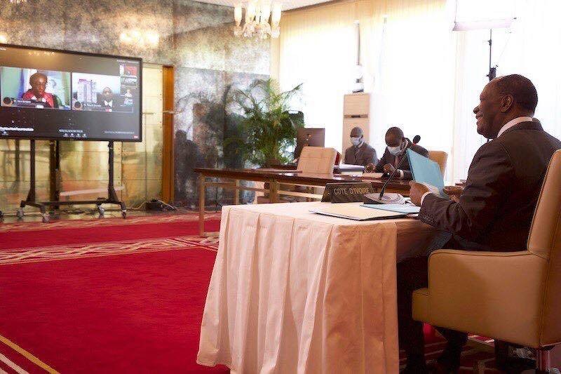Le président Alassane Ouattara lors de la table-ronde virtuelle de haut niveau du New York Forum Institute