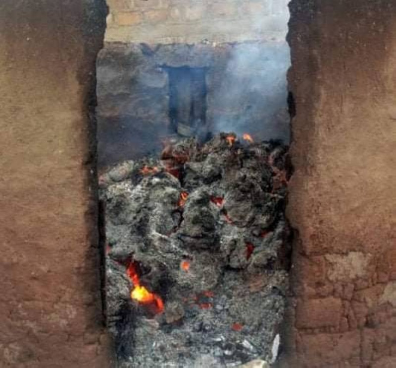 Une des maisons incendiées lors des affrontements. (Dr)
