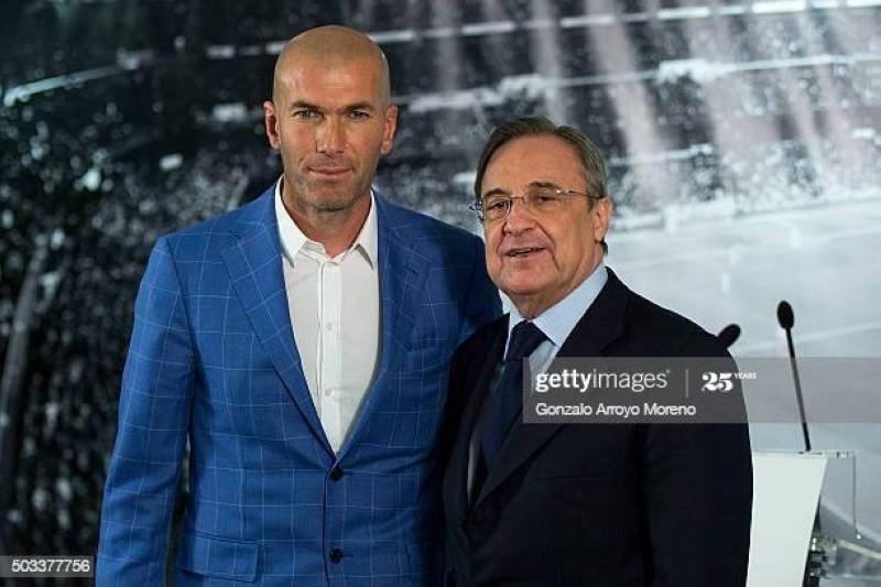 Zinedine Zidane, entraîneur et Florentino président du Real de Madrid. (DR)