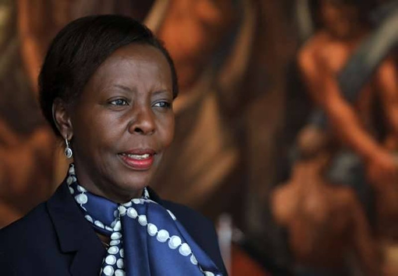 Rwanda Foreign Affairs Minister, Louise Mushikiwabo, who is running for Secretary General of the International Organisation of La Francophonie (OIF), poses for pictures onj the sidelines of the UN General Assembly, September 25, 2018 in New York. / AFP PHOTO / Ludovic MARIN