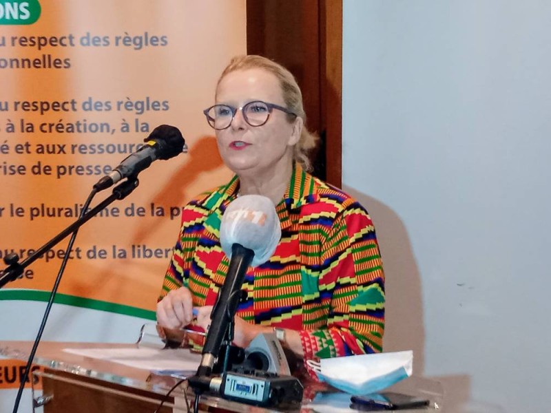 Anne Lemaistre, représentante résidente de l'Unesco en Côte d'Ivoire lors de son allocution.(DR)
