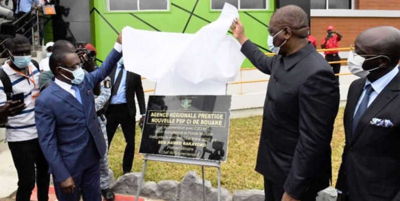Le Premier ministre Hamed Bakayoko à l'inauguration de l'ouvrage. (DR)