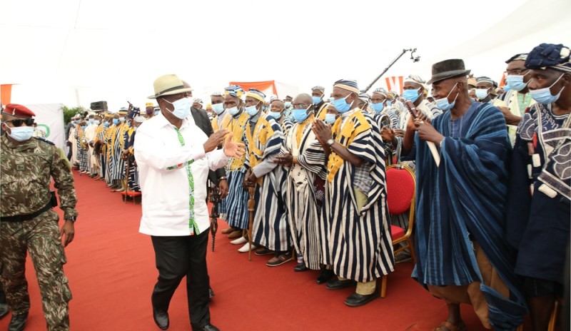 Les chefs traditionnels du Tonkpi, du Cavally et du Guémon ont salué les actions de développement de Ouattara dans leurs régions. (Photos : Poro dagnogo)