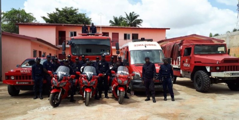 L'unité des sapeurs-pompiers à Bingerville dispose déjà de matériel roulant. (Photo : Gspm)