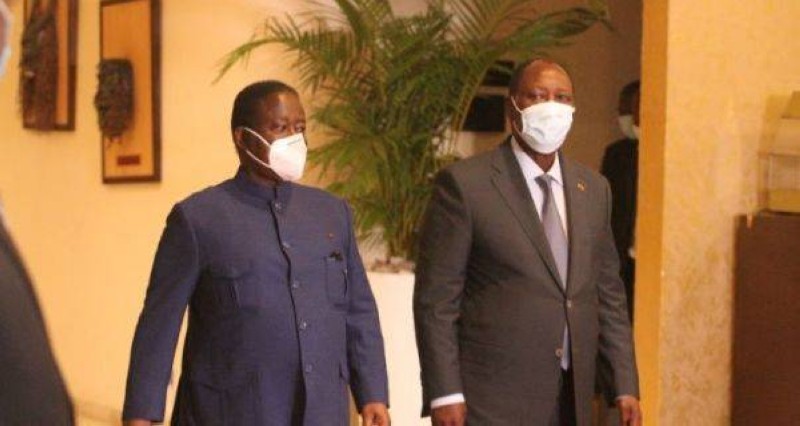 Le Président Alassane Ouattara et Henri Konan Bédié, l'ex-chef de l'Etat