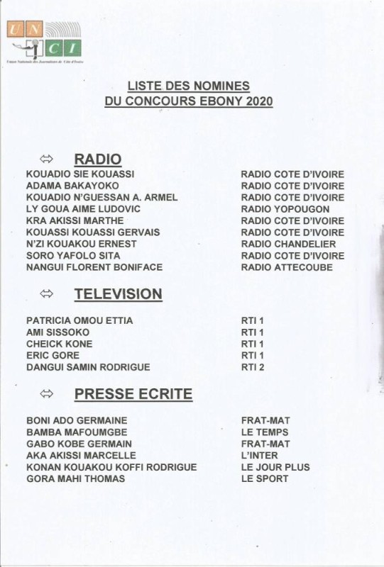 LISTE DES NOMINES - EBONY 2020 -CPE.0001