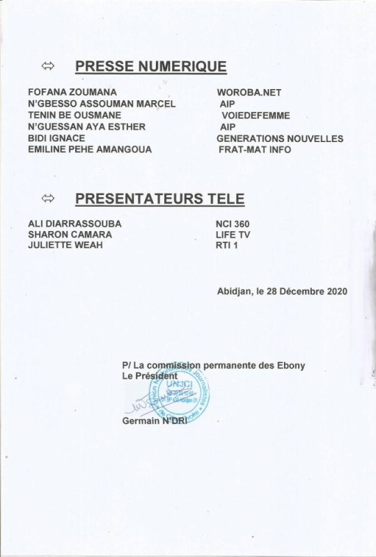 LISTE DES NOMINES - EBONY 2020 -CPE.0002