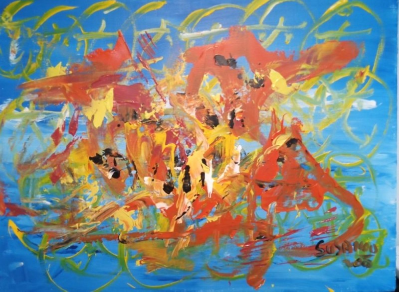 Avec le tableau intitulé «Coeur vaillant». (DR)