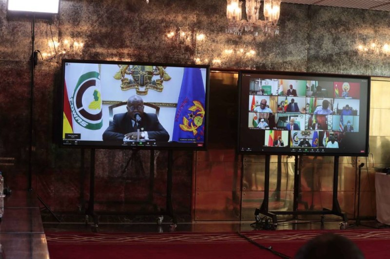 Sommet extraordinaire de la Conférence des Chefs d’Etat et de Gouvernement de la Communauté Economique des Etats de l’Afrique de l’Ouest (CEDEAO) par visioconférence, le mardi 2 février 2021.