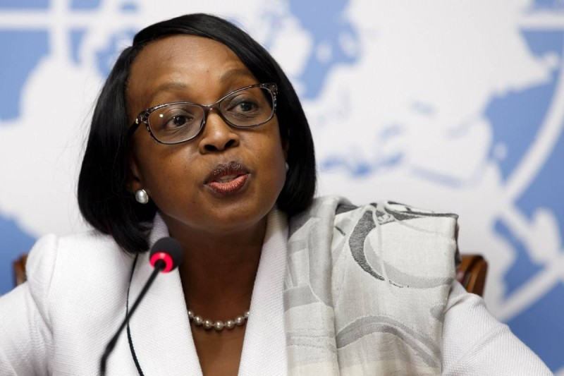 Matshidiso Moeti, newly named as Regional Director for World Health Organization, WHO's Africa Region, speaks to the media, during a press conference, at the European headquarters of the United Nations in Geneva, Switzerland, Tuesday, Jan. 27, 2015. (AP Photo/Keystone,Salvatore Di Nolfi)