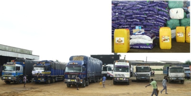 Les camions saisis ont été parqués à la base de l’Umir à Abidjan. (Dr)