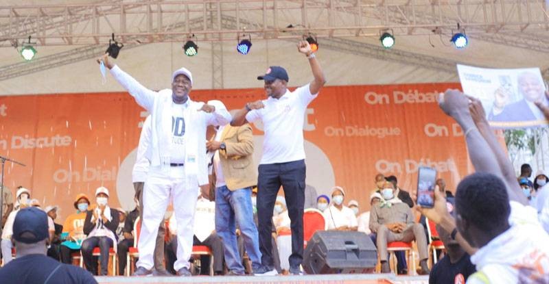 Ouattara Dramane et Fabrice Sawegnon lors du lancement de la campagne. (DR)