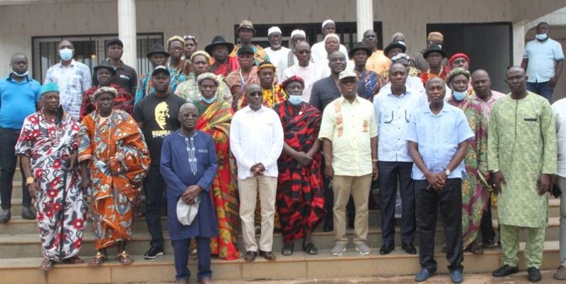 La délégation de La Mé a été reçue par le président du Conseil régional du Woroudougou. (Photo : Joséphine Kouadio)