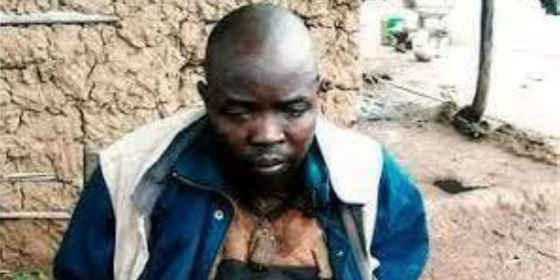 Amadé Ouéremi, lors de son arrestation dans le parc du Mont Péko. (DR)