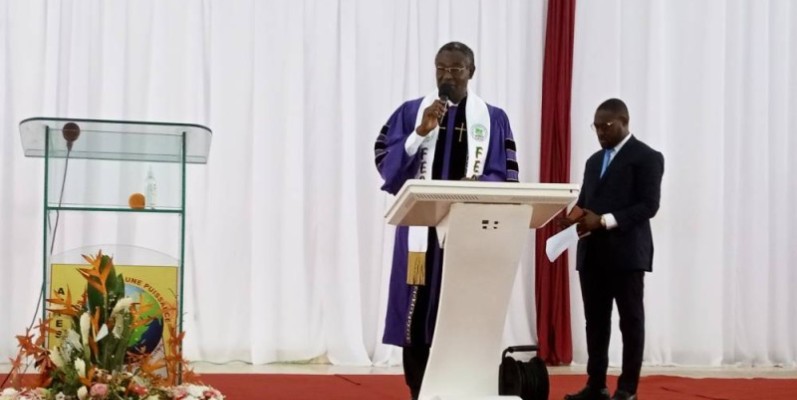 Le nouveau président de la Fédération évangélique de Côte d’Ivoire (Feci), Dr Gboagnon Apollinaire. (Photo : Paule-Emmanuelle Delbe)