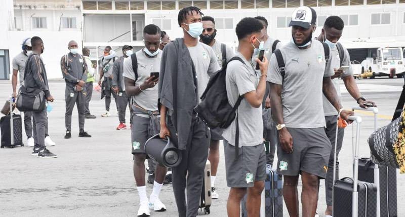 Les Éléphants de Côte d'Ivoire à leur arrivée au Ghana. (DR) 