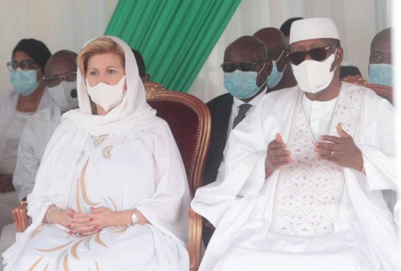 Le Président Ouattara et son épouses Dominique à la prière pour le repos de l'âme du Premier ministre Amadou Gon Couliblay Sébastien Kouassi
