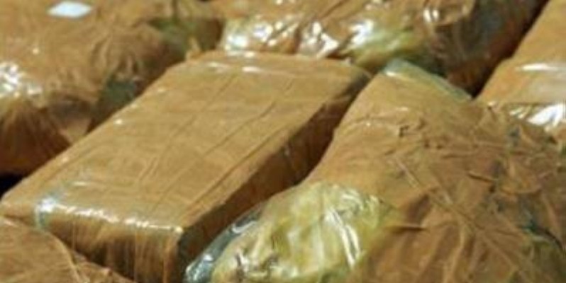 huit (8) blocs de cannabis de 8 kilogrammes saisis. (DR)