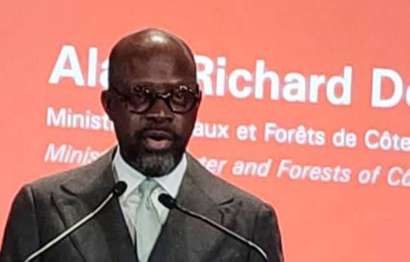 Le ministre des Eaux et forêts, Alain-Richard Donwahi à la conférence de Paris. (DR)