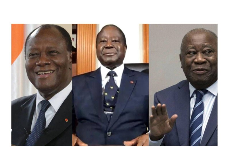Les présidents Ouattara, Bédié et Gbagbo