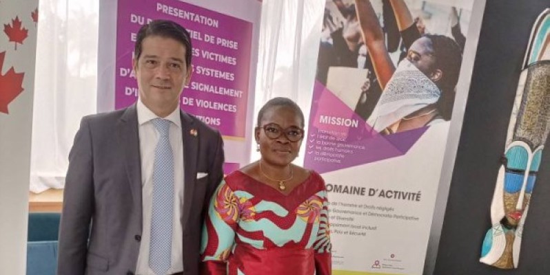 La présidente Nathalie Kouakou et le représentant de l'ambassade du Canada, Pasquale Salvaggio, ont appelé à une lutte plus accrue contre les Vbg.