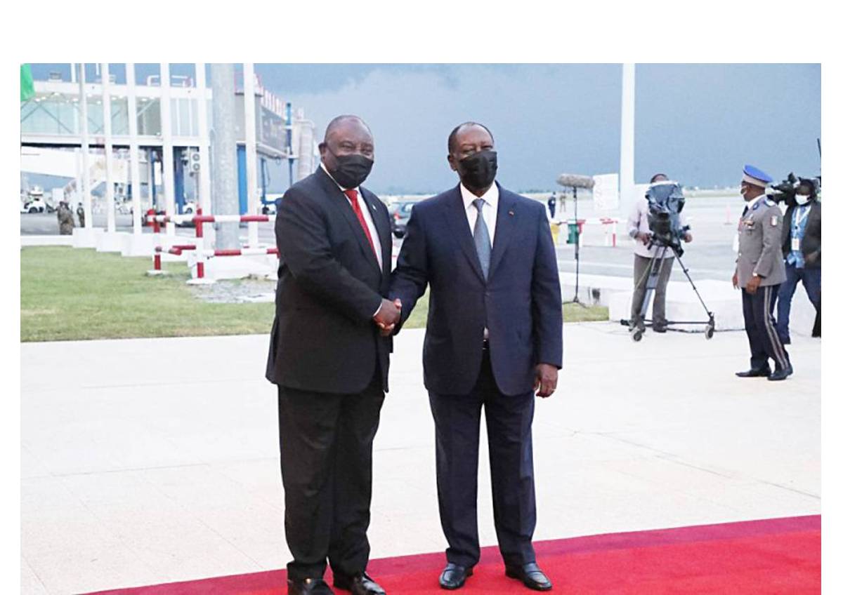 Le Président de l'Afrique du Sud, Cyril Ramaphosa et son homologue ivoirien, Alassane Ouattara