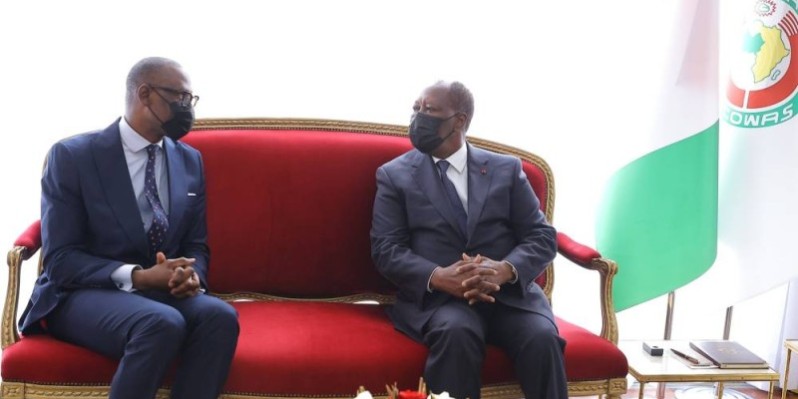 Le Président Alassane Ouattara et le ministre malien des Affaires étrangères, Abdoulaye Diop. (Ph: Dr)