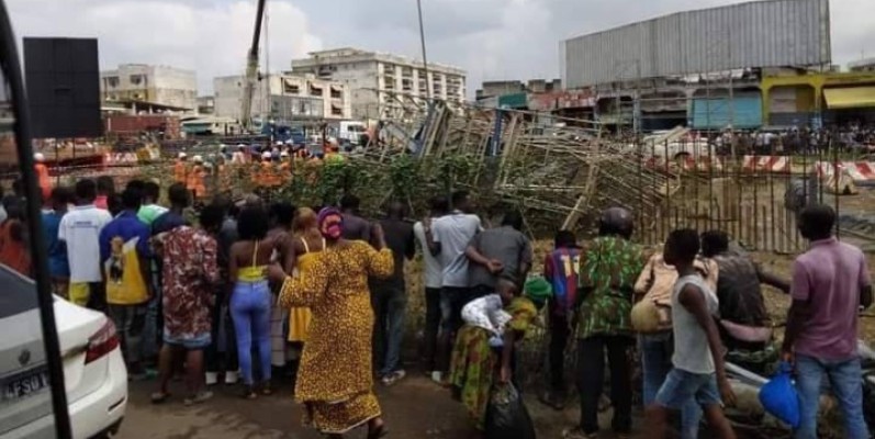 Un échafaudage du chantier de l’échangeur du rond-point de Gesco s’est écroulé.: Dr) (Ph