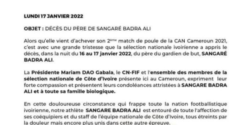 Le communiqué de la FIF. (DR)