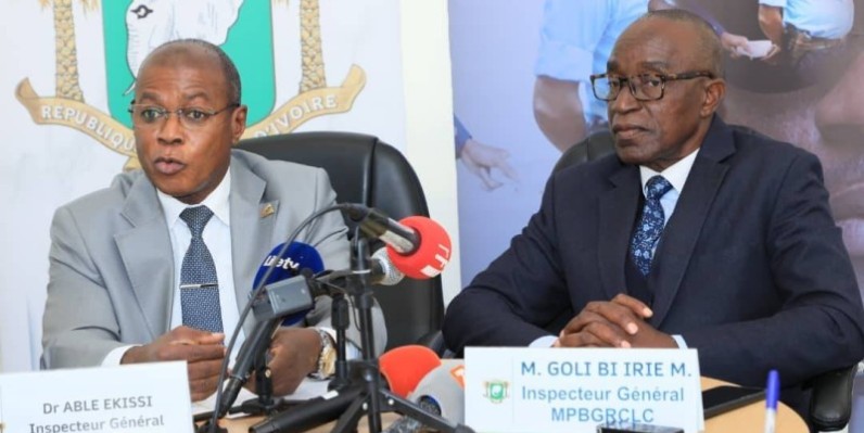 Goli Bi Irié Mathurin et Dr Ablé Ekissi ont conjointement animé cette conférence de presse. (DR)