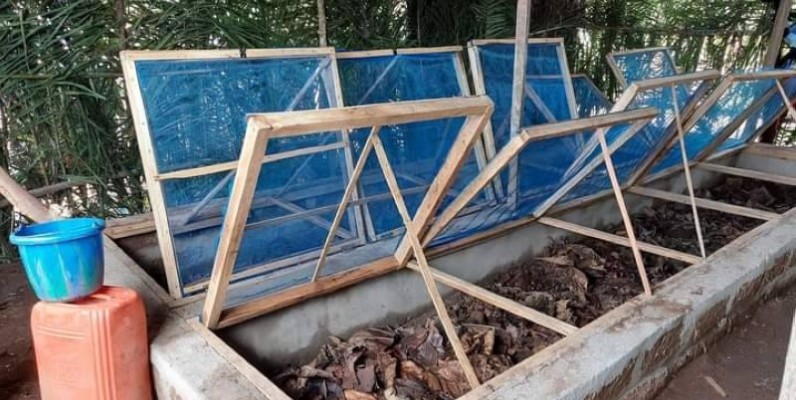 Une vue des installations de la ferme d’héliciculture à Kpangbambo. (DR)