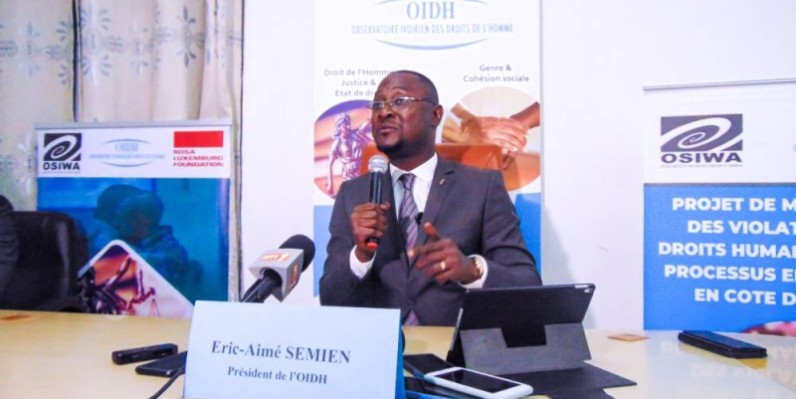 Eric-Aimé Sémien, président de l'Observatoire ivoirien des droits de l'homme, le conférencier. (Ph: Dr)