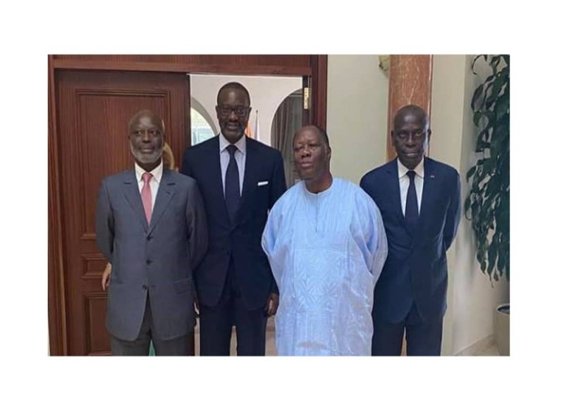 Tidjane Thiam et ses frères aînés autour du Président Alassane Ouattara