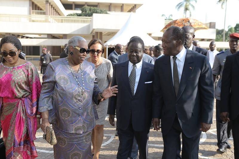 Mme Thérèse Houphouet-Boigny, Henri Konan Bédié et Alassane Ouattara. (DR)