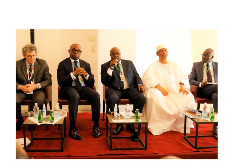 Les panélistes parmi lesquels, le président de la Boad (2è à partir de la gauche) et le président du Fonds africain de la solidarité (2è à partir de la droite)