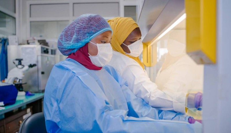 Dr. Sène Marie-Angélique, Head of the Microbiology and Analytical Development Lab, works in the laboratory at the Institut Pasteur in Dakar, Senegal, on June 16, 2022.