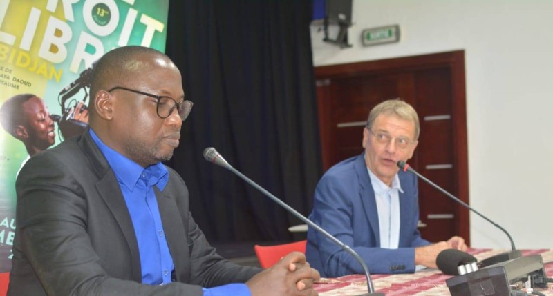 Le Coordonnateur de Ciné Droit Libre, Yacouba Sangaré et le Directeur de l'Institut Goethe, Rainer Hauswirth