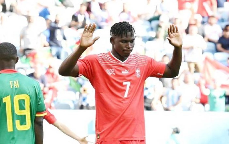 Le joueur suisse d’origine camerounaise, Breel Embolo, après avoir marqué son but. (Ph: Dr)