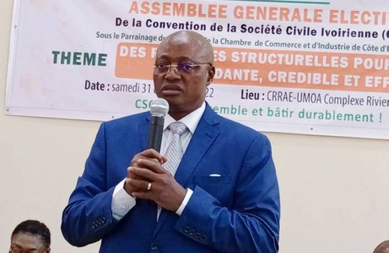 Mahamadou Kouma, ex-coordonnateur national de la Convention de la société civile ivoirienne (Csci) a été élu président du Conseil d'administration. (Ph: Dr)